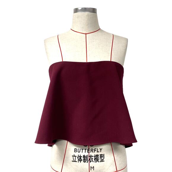 Likely Tops - LIKELY Womens Size L Tearose Flared Burgundy Strapless Bandeau Top